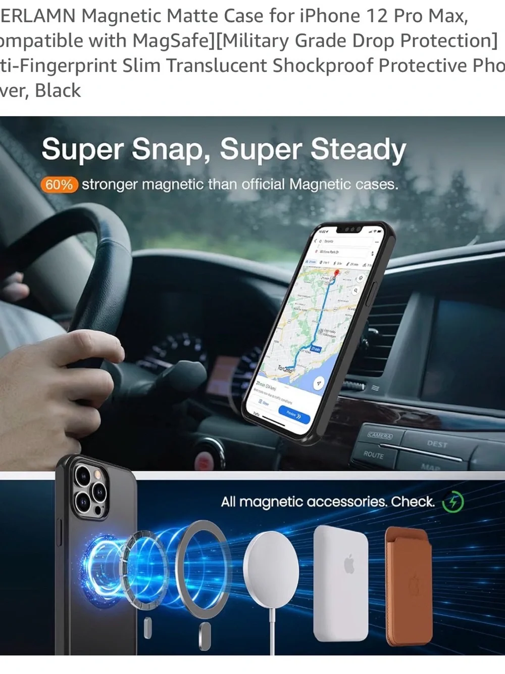 Magnetic Matte over Black Case for iPhone 12 Pro Max - MagSafe Ready